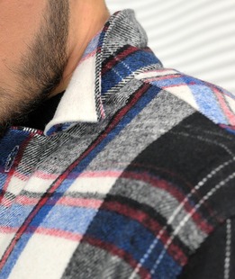 Καρό ανδρικό πουκάμισο lumberjack σε μαύρο και μπλε χρώμα