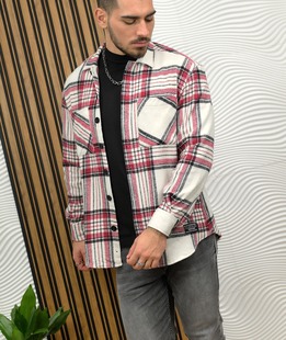 Ανδρικό καρό πουκάμισο σε χρώμα κερασί