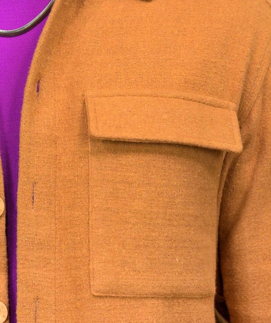 Ανδρικό χοντρό χειμερινό πουκάμισο με δύο τσέπες σε καφέ χρώμα