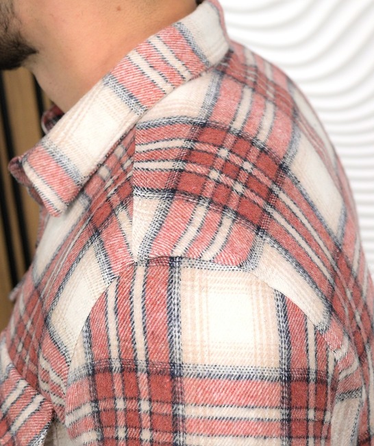 Ανδρικό μπορντό καρό πουκάμισο με δύο τσέπες