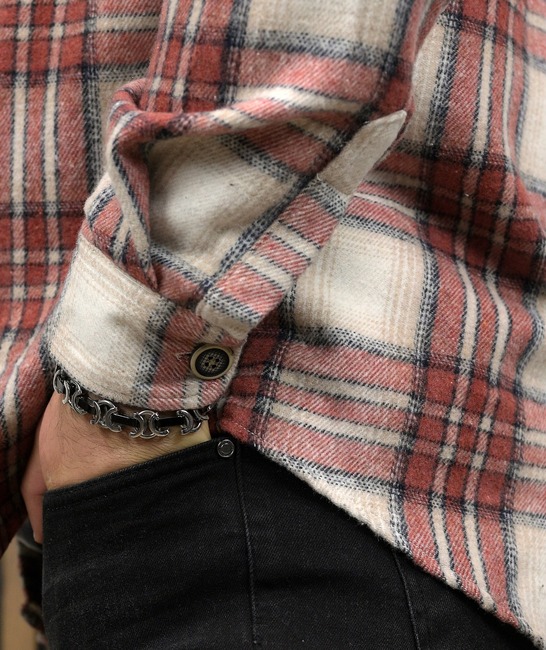 Ανδρικό μπορντό καρό πουκάμισο με δύο τσέπες
