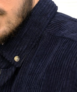 Μπλε Navy Slim Fit Κοτλέ πουκάμισο