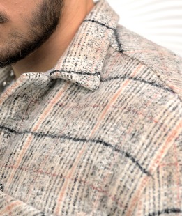 Ανδρικό χειμερινό πουκάμισο με μπεζ καρό