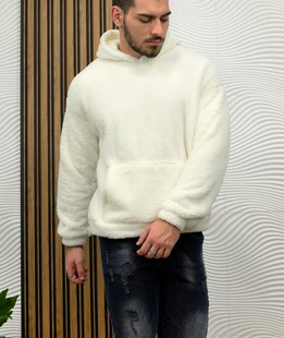 Ανδρικό λούτρινο φούτερ με κουκούλα