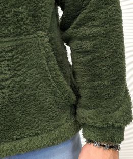 Σκούρο πράσινο φούτερ με κουκούλα