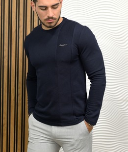 Μπλε navy μακρυμάνικη βαμβακερή μπλούζα