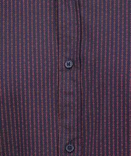 Ριγέ βαμβακερό πουκάμισο με μικρούς κύκλους σε μπορντό χρώμα
