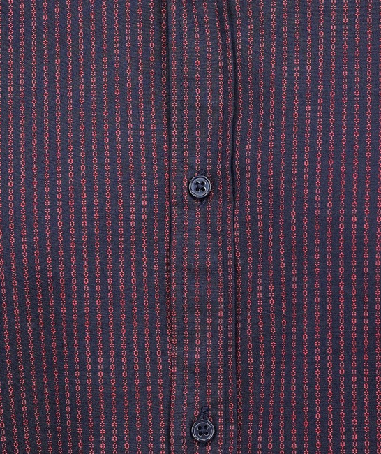 Ριγέ βαμβακερό πουκάμισο με μικρούς κύκλους σε μπορντό χρώμα