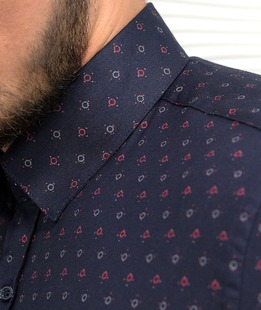 Σκούρο μπλε μακρυμάνικο πουκάμισο με μικρούς κύκλους