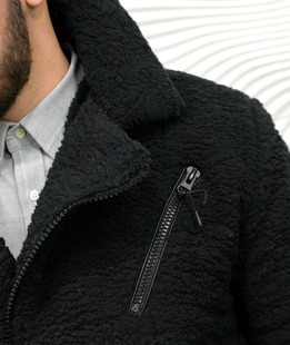 Χειμερινό μοντέρνο σκραουλ μπουφάν σε μαύρο για άνδρες