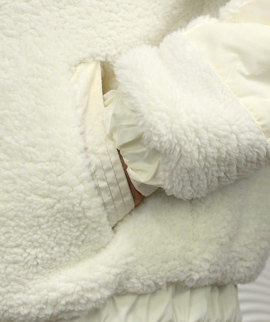 Βελούδινο Χειμερινό κοντό λευκό μπουφάν 