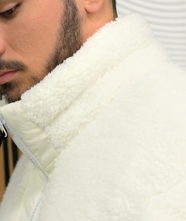 Βελούδινο Χειμερινό κοντό λευκό μπουφάν 