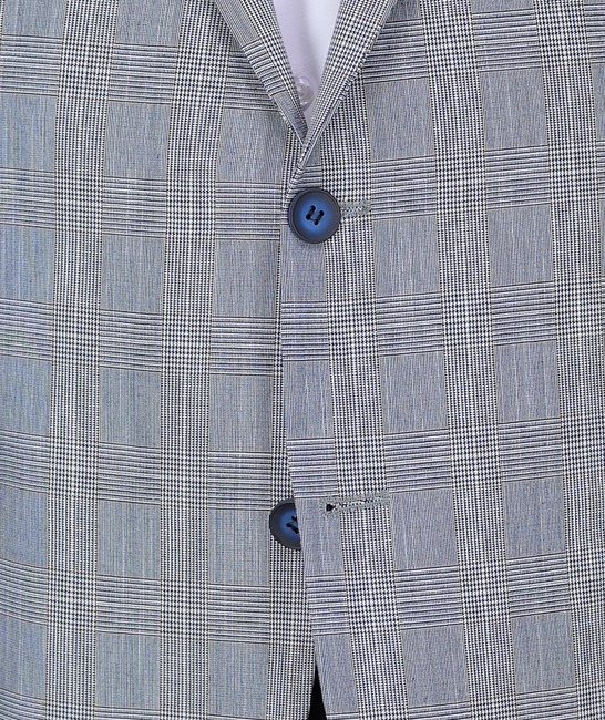 Αμπιγέ ανδρικό καρό σακάκι σε μπλε χρώμα Regular Fit