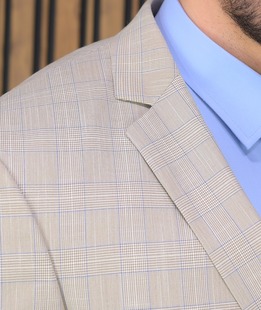 Καρό ανδρικό σακάκι σε μπεζ χρώμα