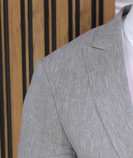 Ανδρικό λινό σακάκι Slim Fit σε Γκρι  Ανδρικό λινό σακάκι Slim Fit σε Γκρι