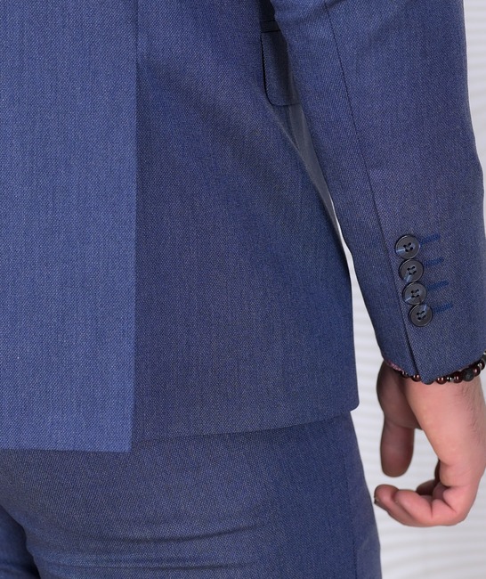 Premium ανδρικό κοστούμι από ανάγλυφο ύφασμα μπλε χρώμα 