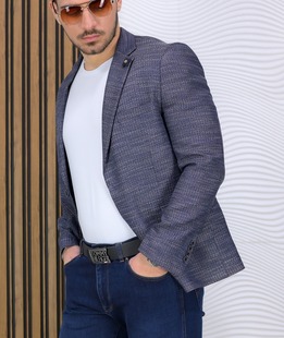 Melange σοφιστικέ ανδρικό σακάκι σε χρώμα indigo Melange σοφιστικέ ανδρικό σακάκι σε χρώμα indigo