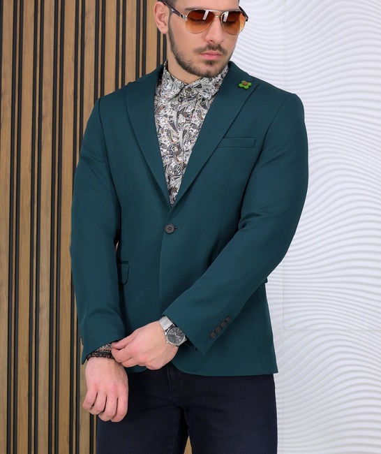 Ανδρικό στιλάτο πράσινο σακάκι Slim Fit