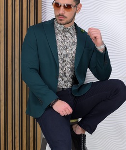 Ανδρικό στιλάτο πράσινο σακάκι Slim Fit