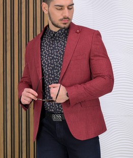 Κομψό ανδρικό σακάκι σε μπορντό χρώμα με ένα κουμπί