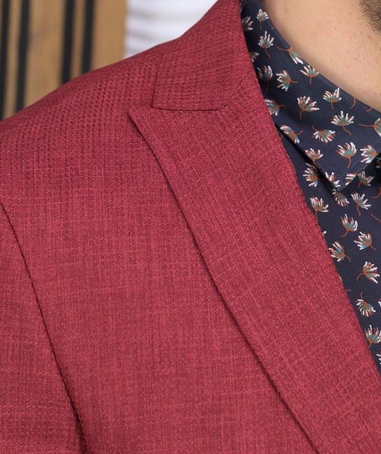 Κομψό ανδρικό σακάκι σε μπορντό χρώμα με ένα κουμπί