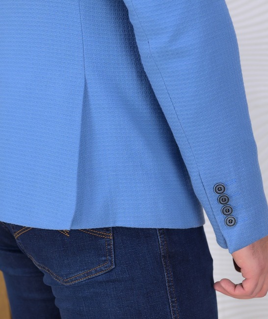 Slim fit ανδρικό σπορ κομψό σακάκι σε γαλάζιο
