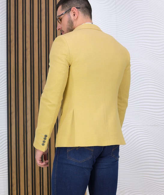 Μοντέρνο ανδρικό κίτρινο εφαρμοστό σακάκι