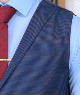 Κομψό ανδρικό casual καρό γιλέκο σε μπλε χρώμα