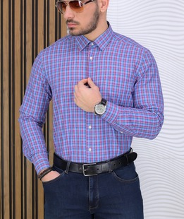 Καρό πουκάμισο με μακρύ μανίκι και τσέπη σε κόκκινο χρώμα