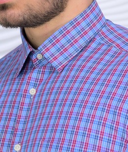 Καρό πουκάμισο με μακρύ μανίκι και τσέπη σε κόκκινο χρώμα