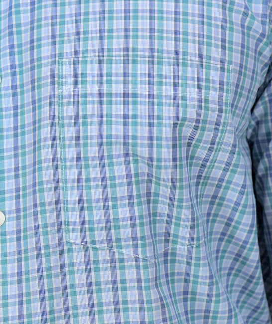 Κλασικό καρό πουκάμισο με τσέπη σε μπλε και πράσινο χρώμα
