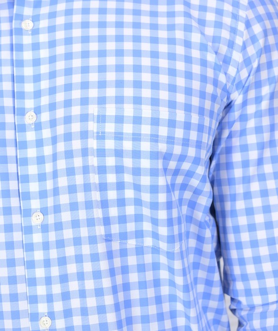 Κλασικό καρό πουκάμισο με τσέπη σε μπλε και λευκό