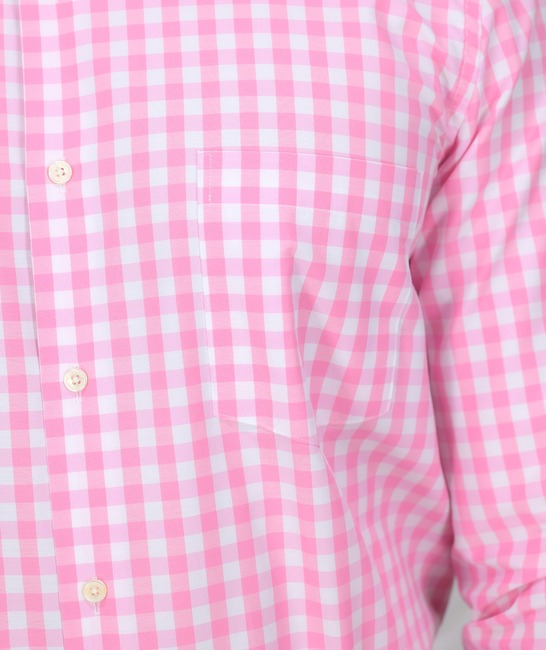 Ροζ και λευκό καρό πουκάμισο Regular Fit με τσέπη