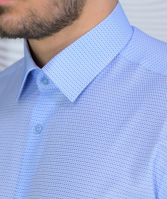 Ανδρικό μακρυμάνικο πουκάμισο μπλε ριγέ