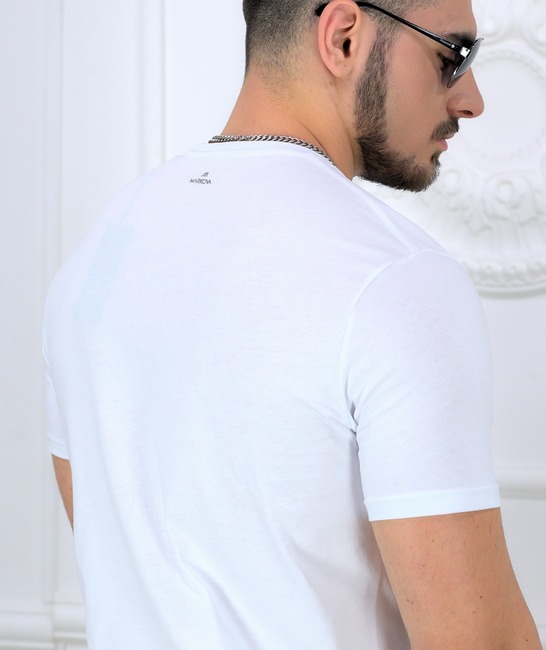 Ανδρικό T-shirt Slim Fit White MKR