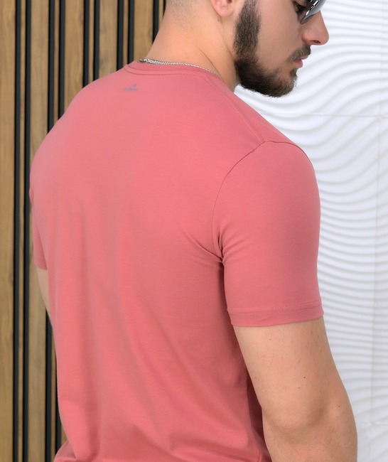 Ανδρικό μοντέρνο t-shirt Slim Fit σε σομόν χρώμα