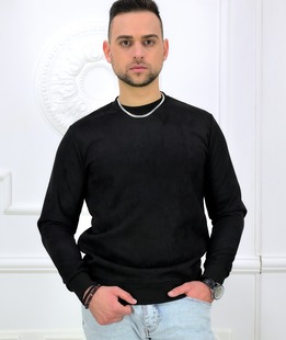 Κομψή ανδρική μαύρη σουέτ μπλούζα
